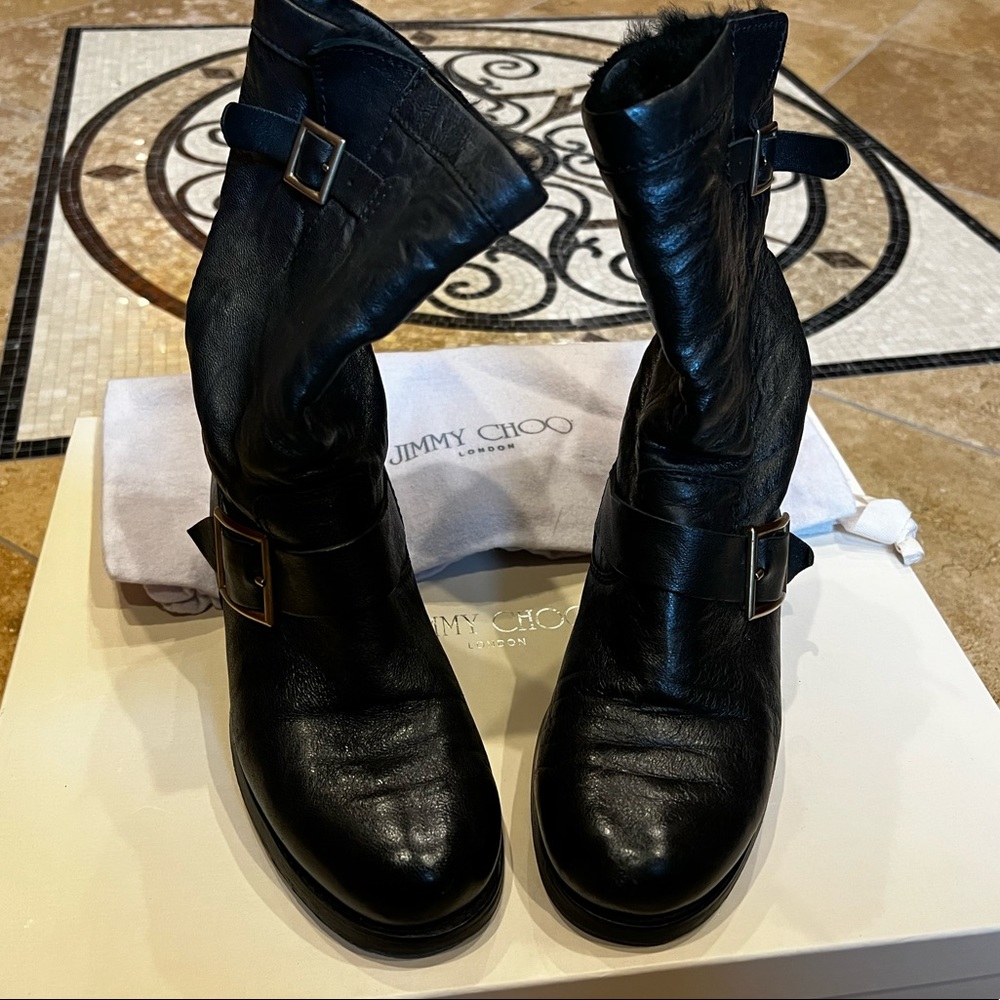 Jimmy CHOO Biker Leather Black Boots!!